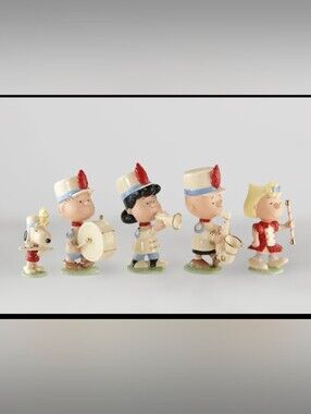 Lenox Peanuts Marching Band Figurine Set in Cream, Red, Blue